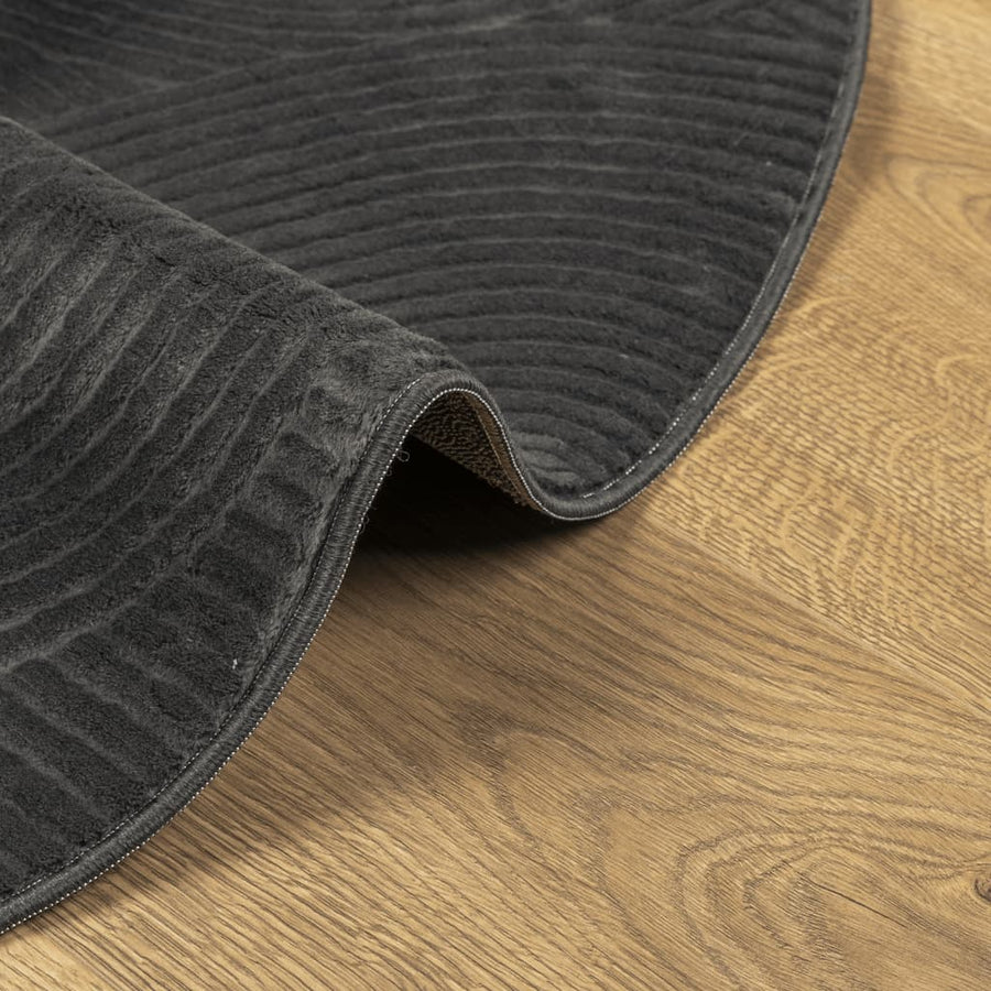 Vloerkleed Iza Laagpolig Scandinavisch Ø 100 Cm Antraciet