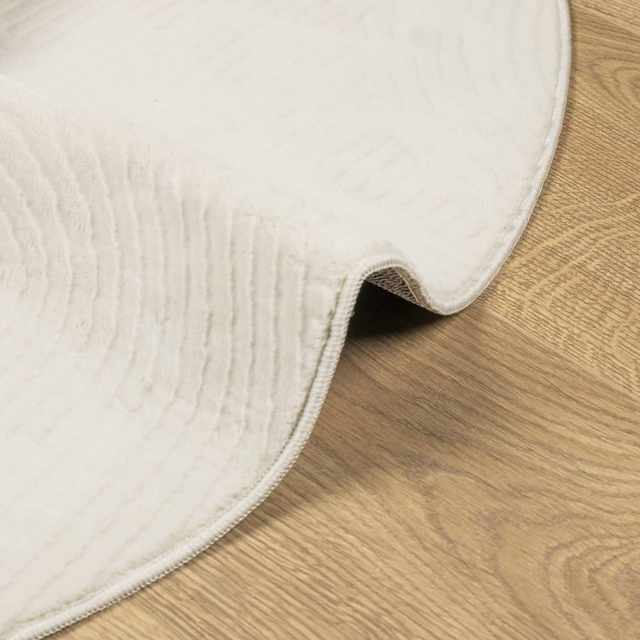 Vloerkleed Iza Laagpolig Scandinavisch Ø 80 Cm Crèmekleurig