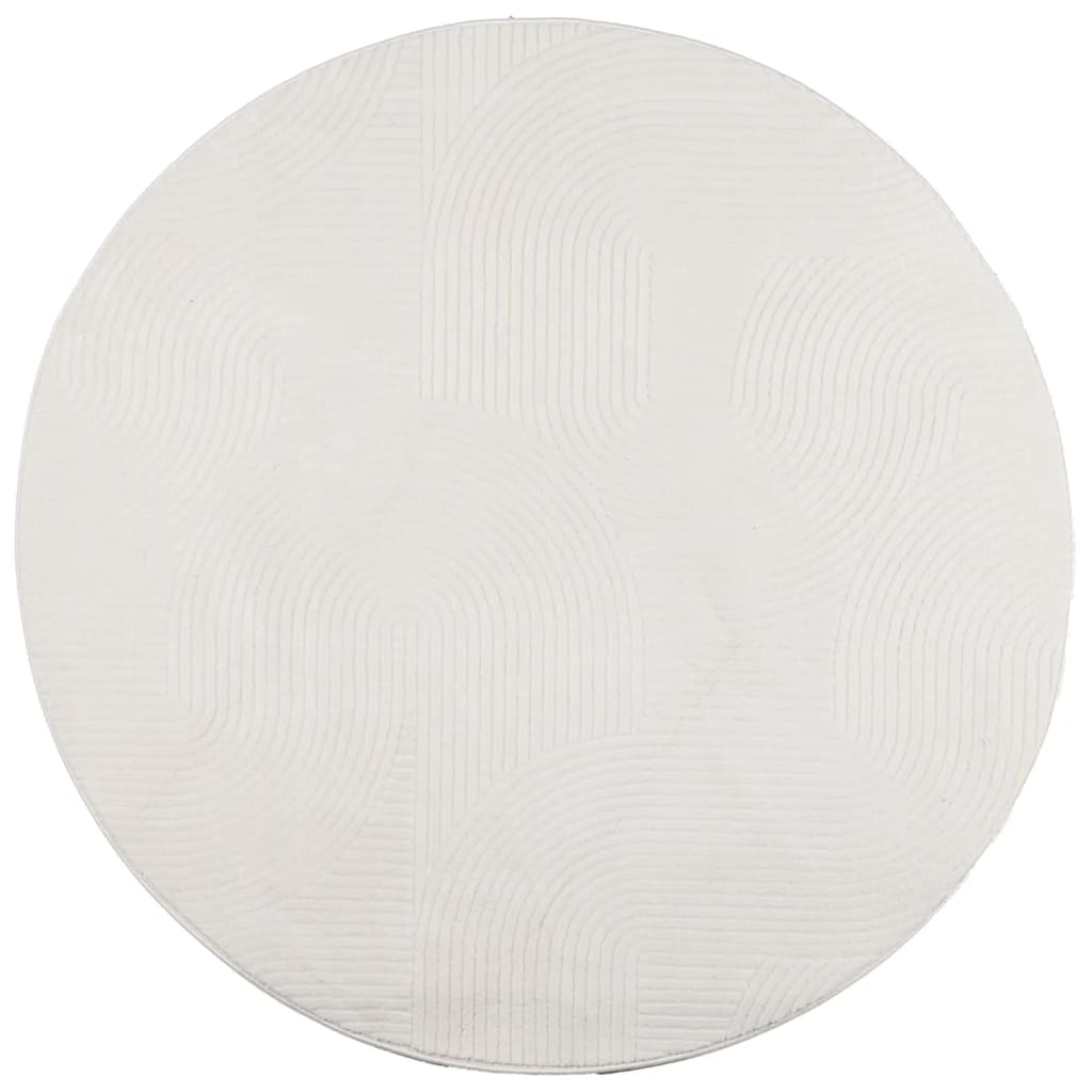 Vloerkleed Iza Laagpolig Scandinavisch Ø 100 Cm Crèmekleurig