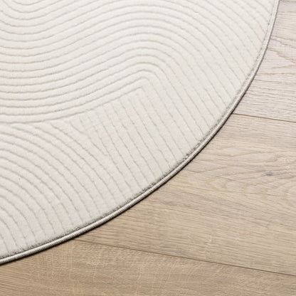 Vloerkleed Iza Laagpolig Scandinavisch Ø 100 Cm Crèmekleurig