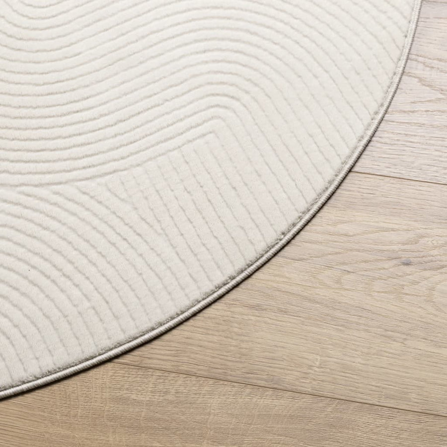 Vloerkleed Iza Laagpolig Scandinavisch Ø 100 Cm Crèmekleurig