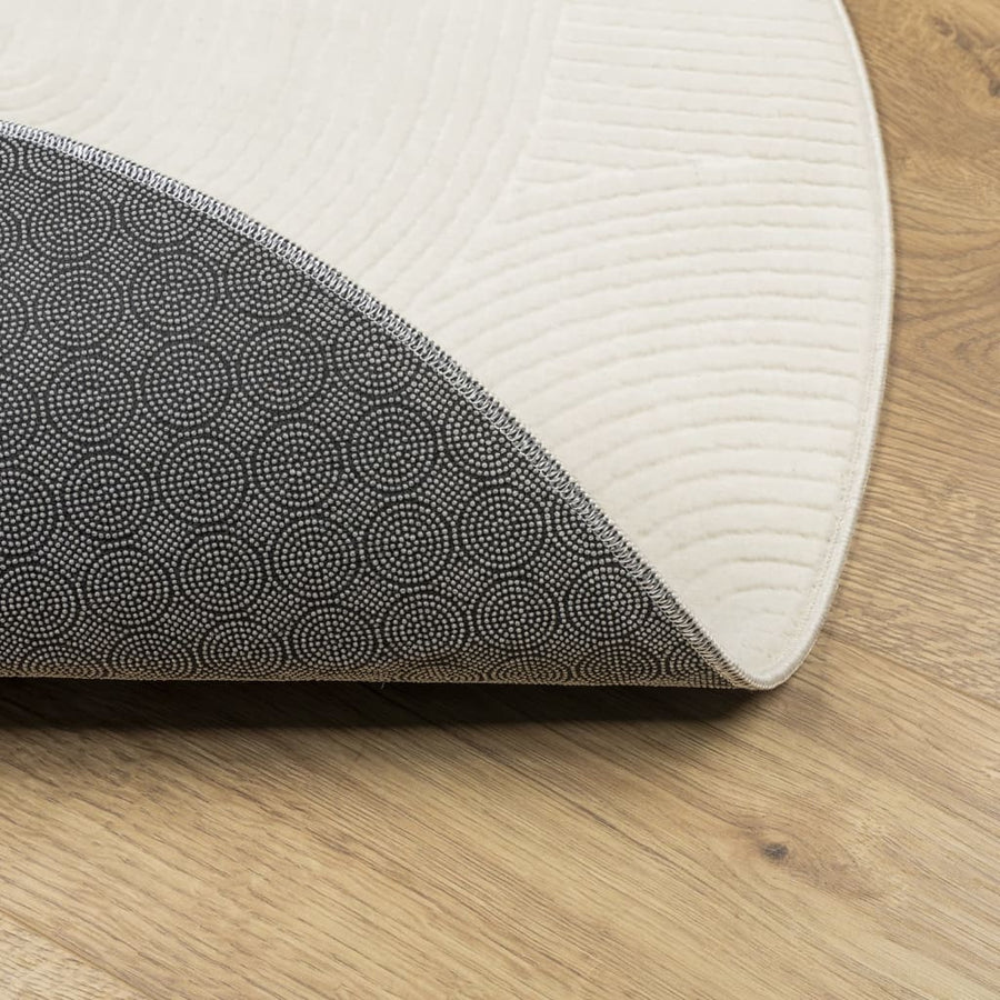 Vloerkleed Iza Laagpolig Scandinavisch Ø 100 Cm Crèmekleurig