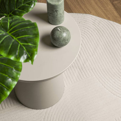 Vloerkleed Iza Laagpolig Scandinavisch Ø 100 Cm Crèmekleurig