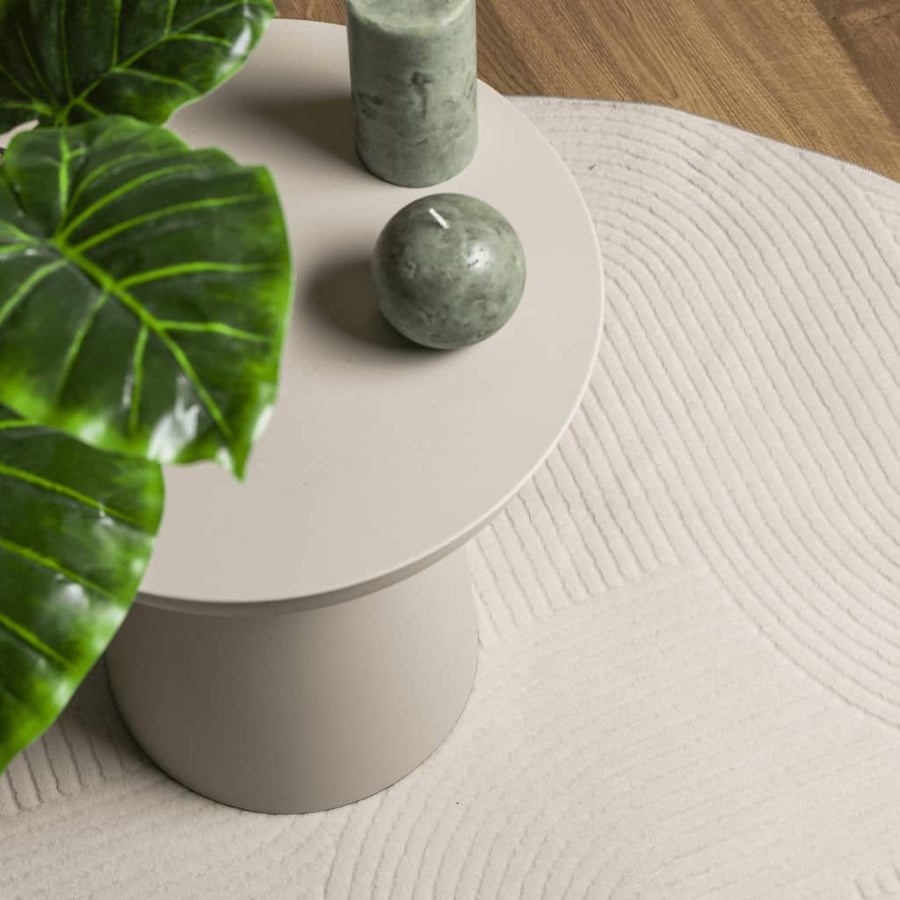Vloerkleed Iza Laagpolig Scandinavisch Ø 100 Cm Crèmekleurig