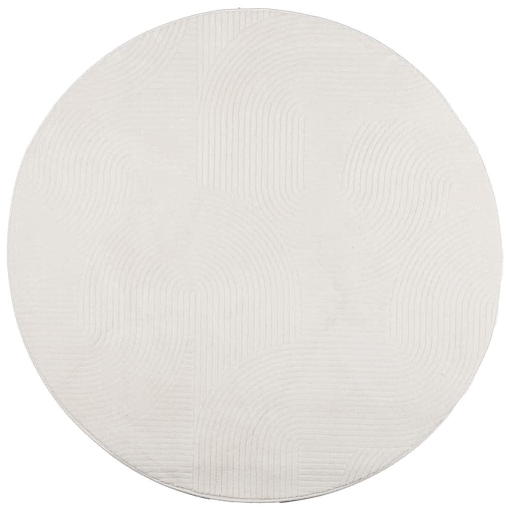 Vloerkleed Iza Laagpolig Scandinavisch Kleurig Ø 120 cm Crème