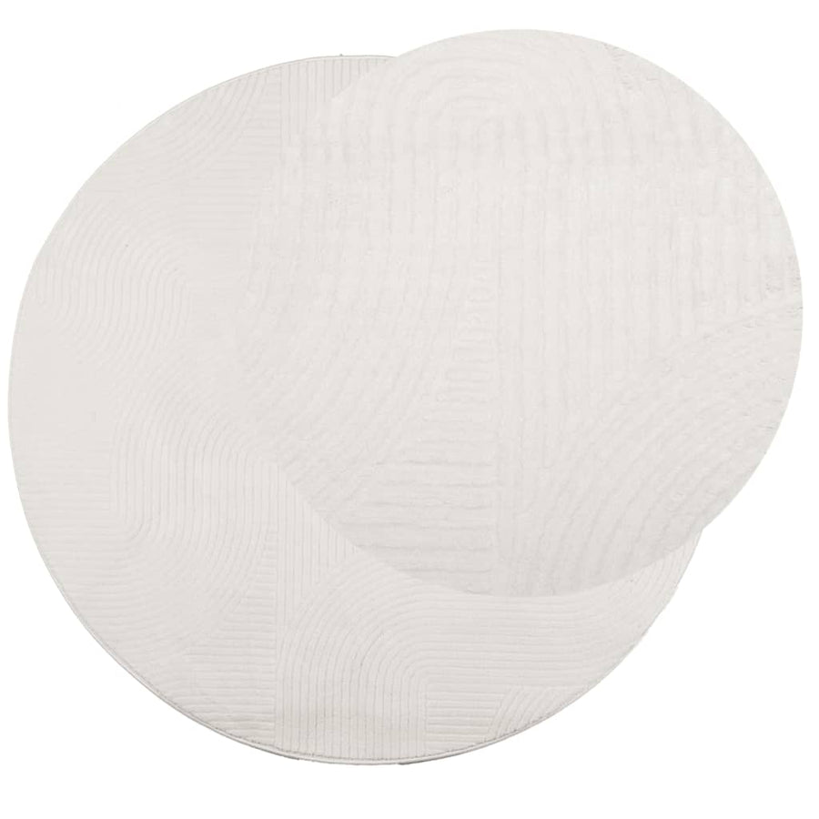Vloerkleed Iza Laagpolig Scandinavisch Kleurig Ø 120 cm Crème