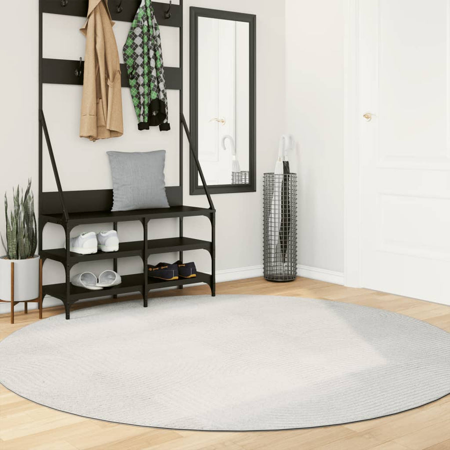 Vloerkleed Iza Laagpolig Scandinavisch Ø 200 Cm Crèmekleurig