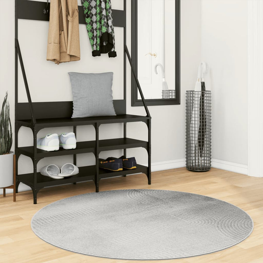 Vloerkleed Iza Laagpolig Scandinavisch Ø 120 Cm Grijs