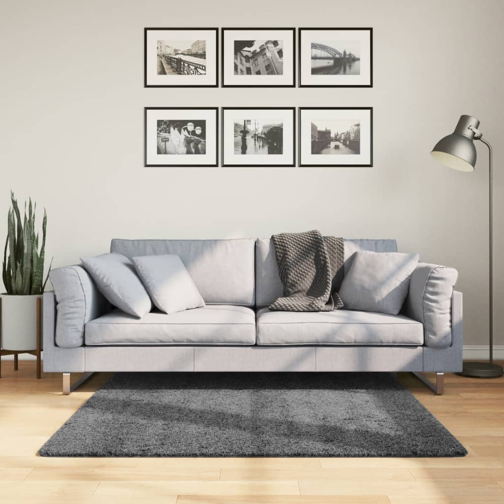 Vloerkleed Oviedo Laagpolig Kleurig Antraciet 120 x 120 cm