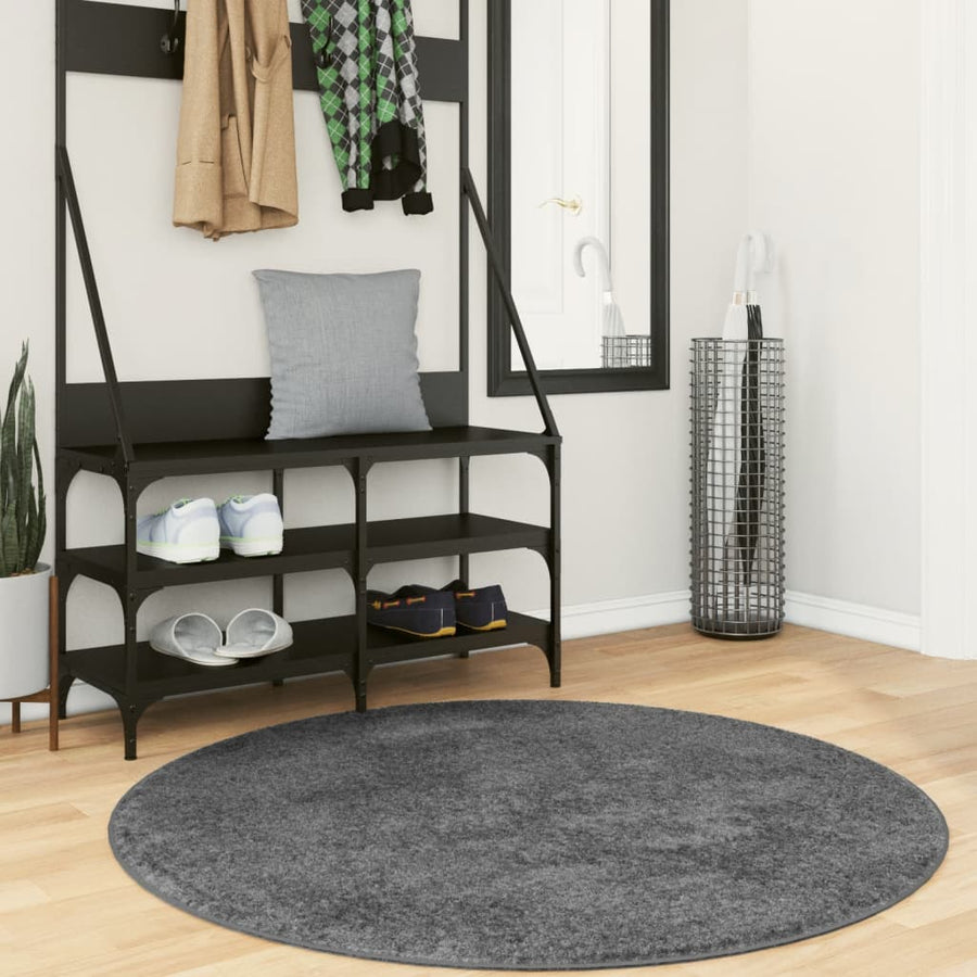 Vloerkleed Oviedo Laagpolig Ø 120 Cm Antracietkleurig