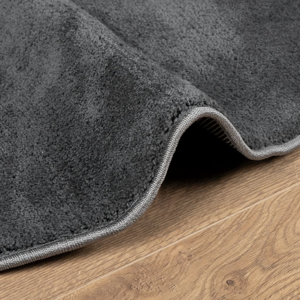 Vloerkleed Oviedo Laagpolig Ø 160 Cm Antracietkleurig