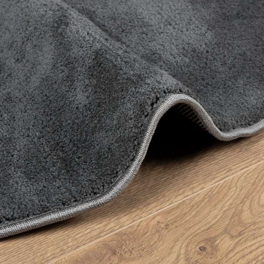 Vloerkleed Oviedo Laagpolig Ø 160 Cm Antracietkleurig