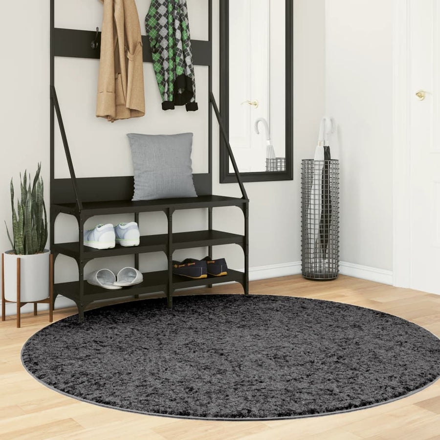 Vloerkleed Oviedo Laagpolig Ø 160 Cm Antracietkleurig