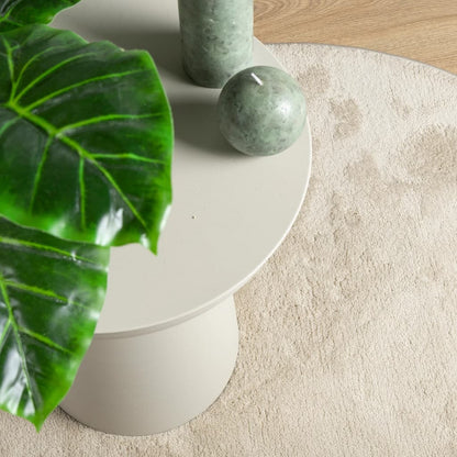 Vloerkleed Oviedo Laagpolig Ø 120 Cm Beige Donkerbruin