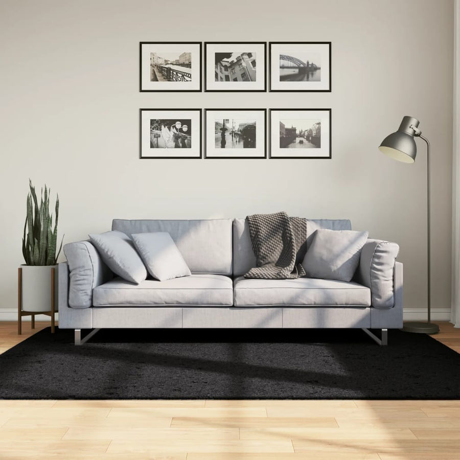 Vloerkleed Oviedo Laagpolig 140X200 Cm Zwart Donkerbruin