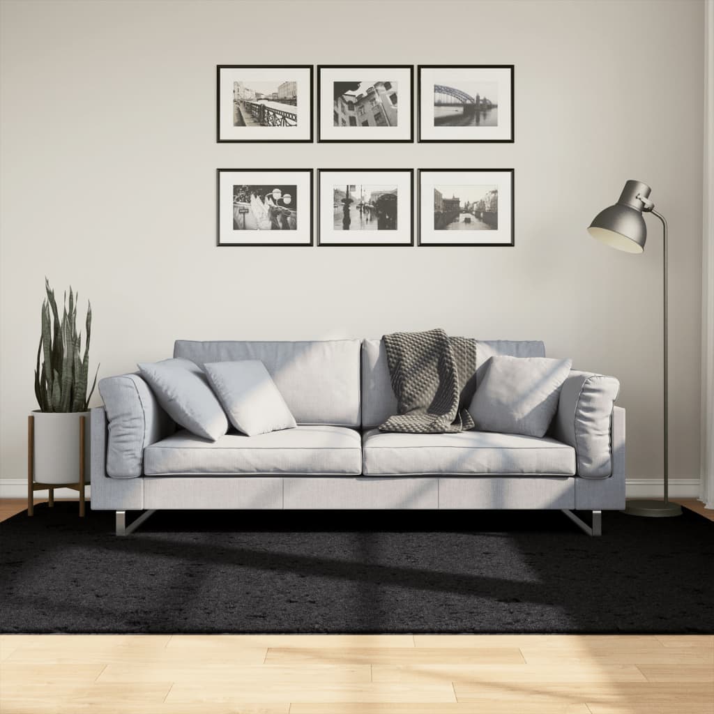 Vloerkleed Oviedo Laagpolig 160X230 Cm Zwart Donkerbruin