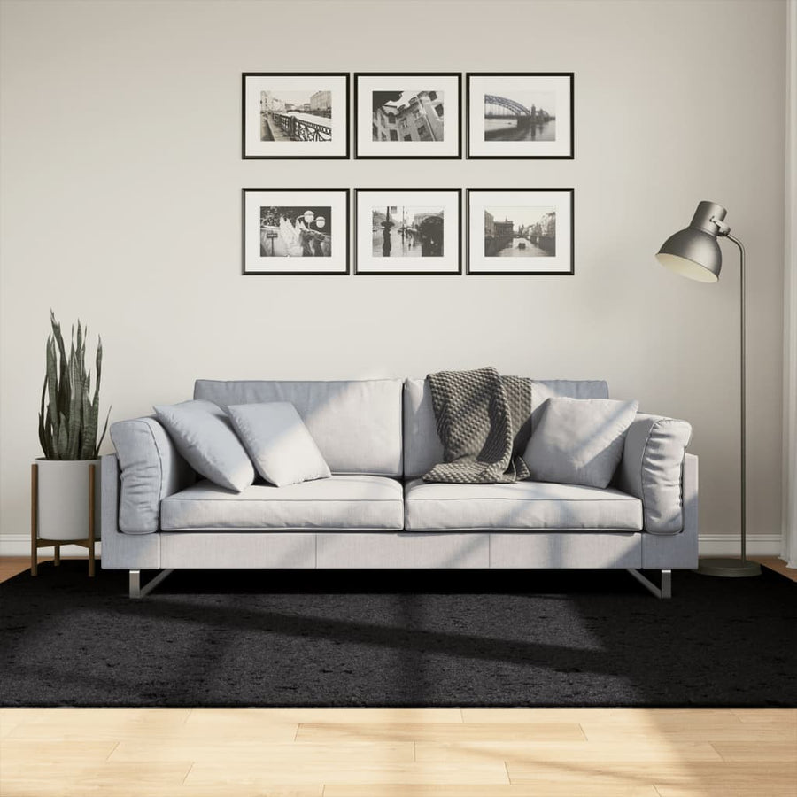 Vloerkleed Oviedo Laagpolig 160X230 Cm Zwart Donkerbruin