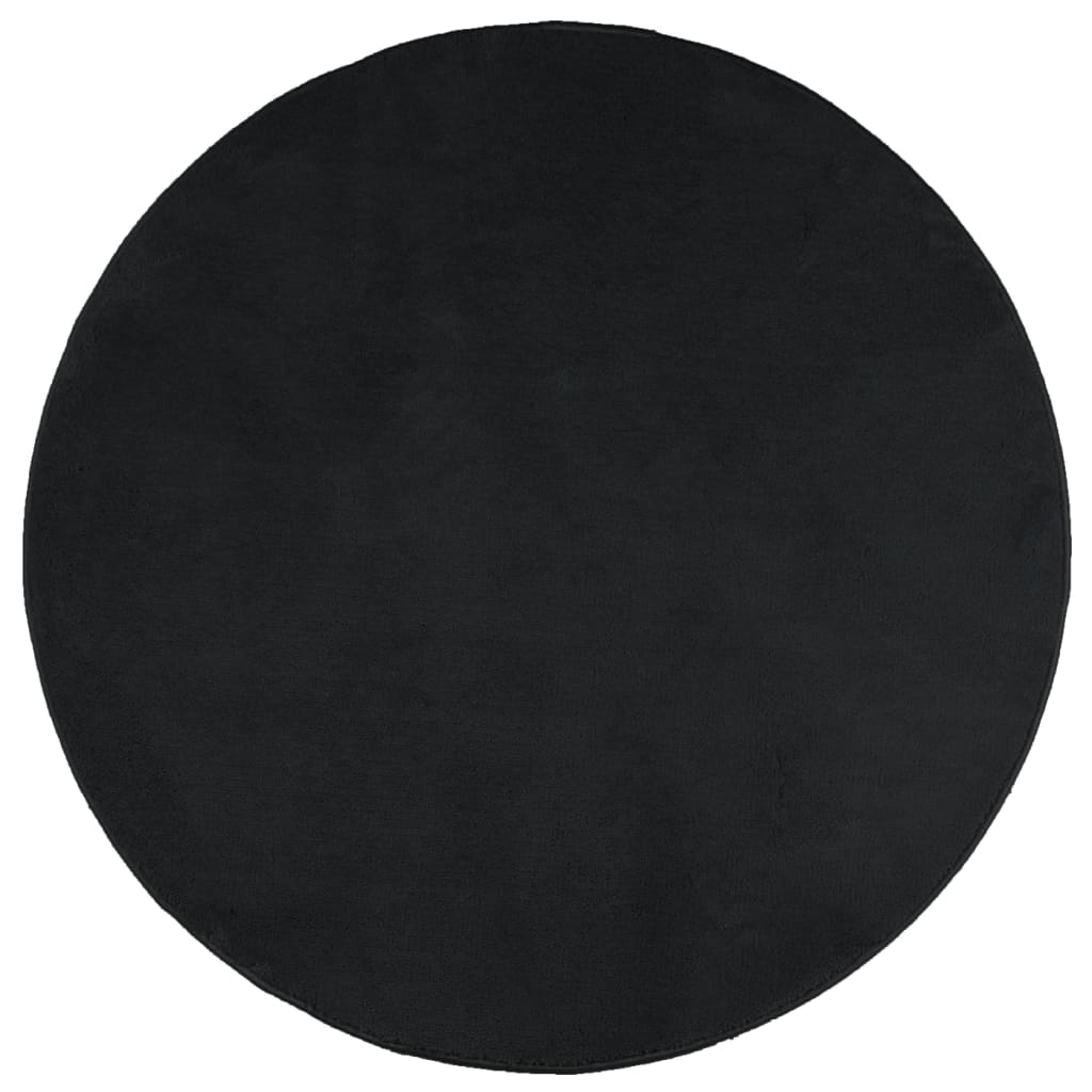 Vloerkleed Oviedo Laagpolig Ø 120 Cm Zwart Donkerbruin