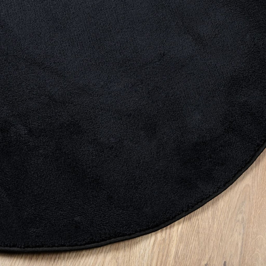 Vloerkleed Oviedo Laagpolig Ø 120 Cm Zwart Donkerbruin
