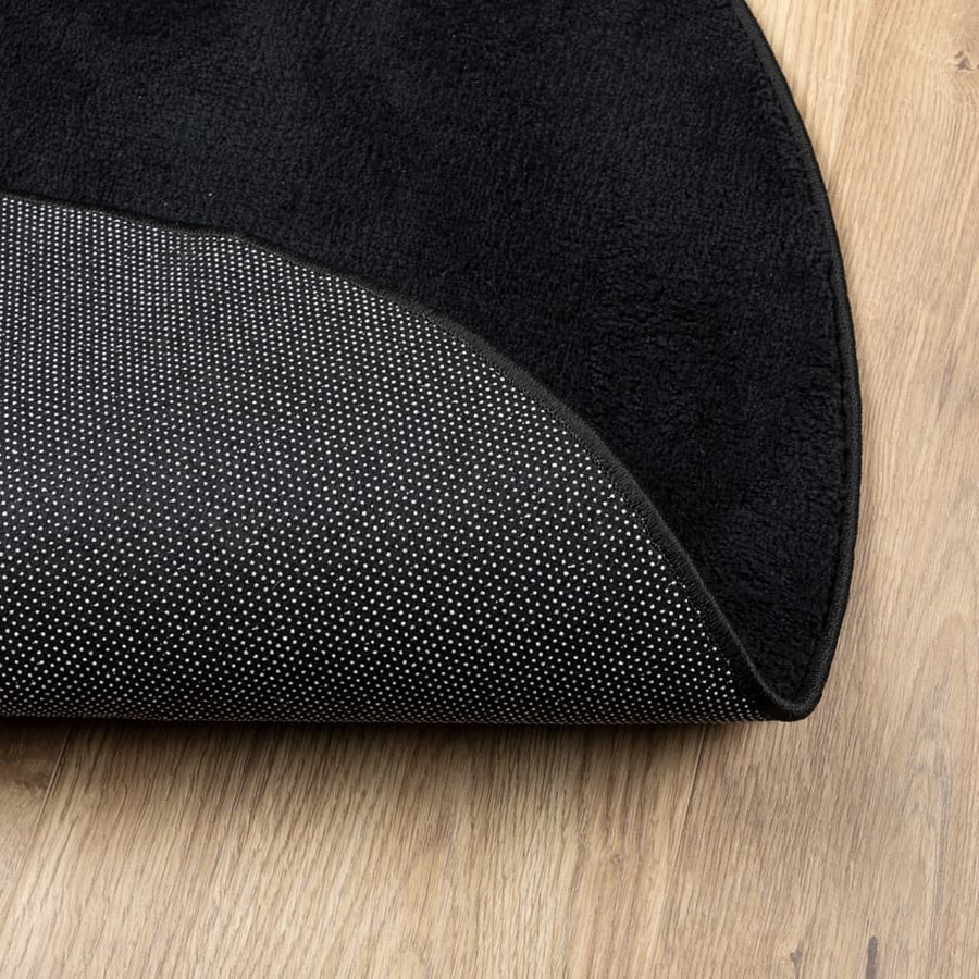 Vloerkleed Oviedo Laagpolig Ø 120 Cm Zwart Donkerbruin