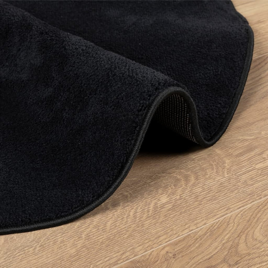 Vloerkleed Oviedo Laagpolig Ø 120 Cm Zwart Donkerbruin