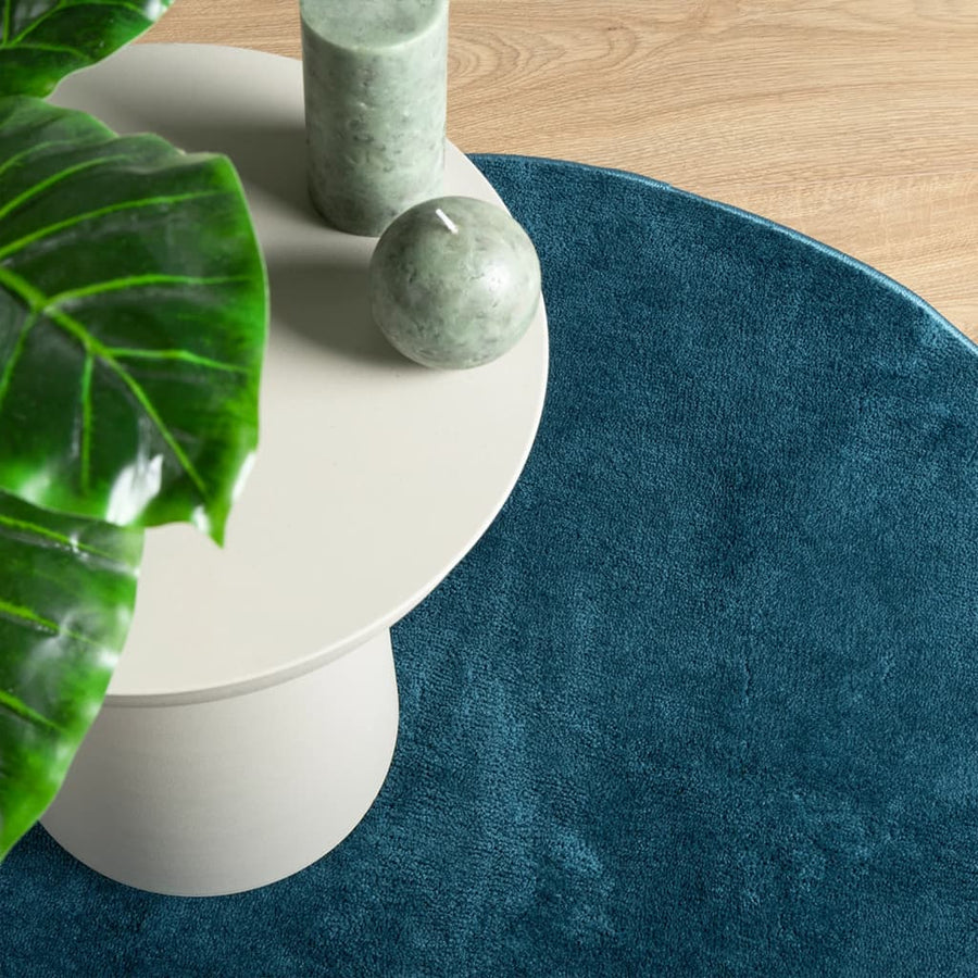 Vloerkleed Oviedo Laagpolig Turquoise Ø 120 cm