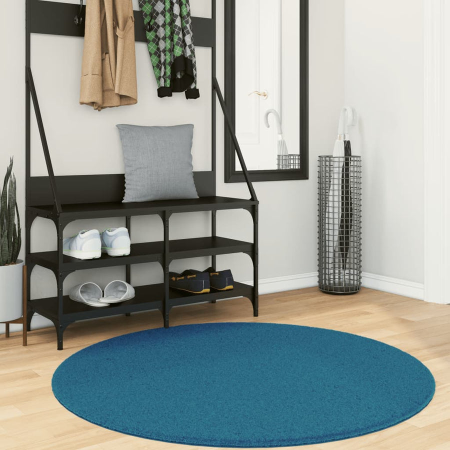 Vloerkleed Oviedo Laagpolig Turquoise Ø 120 cm