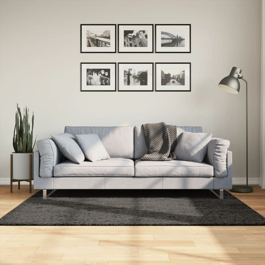 Vloerkleed ISTAN hoogpolig glanzend 120x170 cm antracietkleurig 120 x 170 cm Antraciet