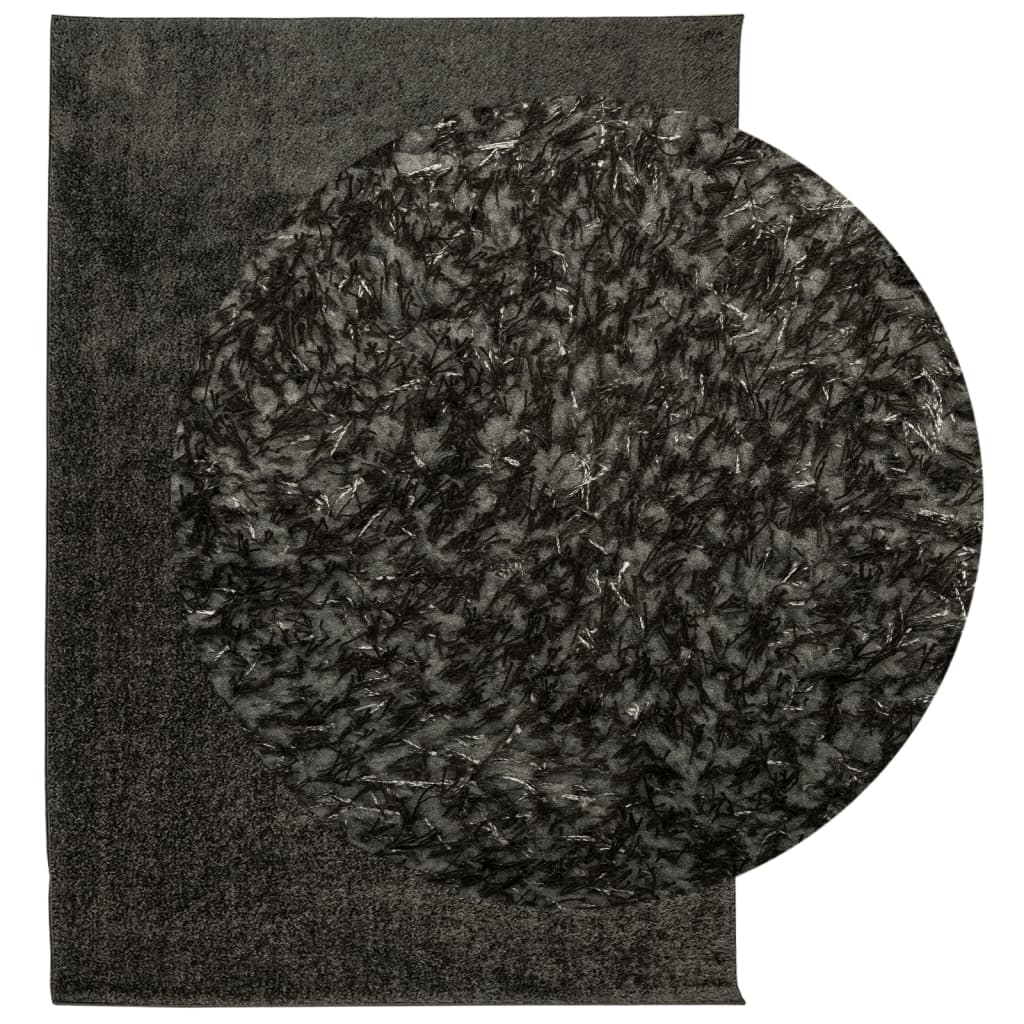 Vloerkleed ISTAN hoogpolig glanzend 140x200 cm antracietkleurig 140 x 200 cm Antraciet