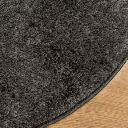 Vloerkleed ISTAN hoogpolig glanzend Ø 160 cm antracietkleurig Ø 160 cm Antraciet