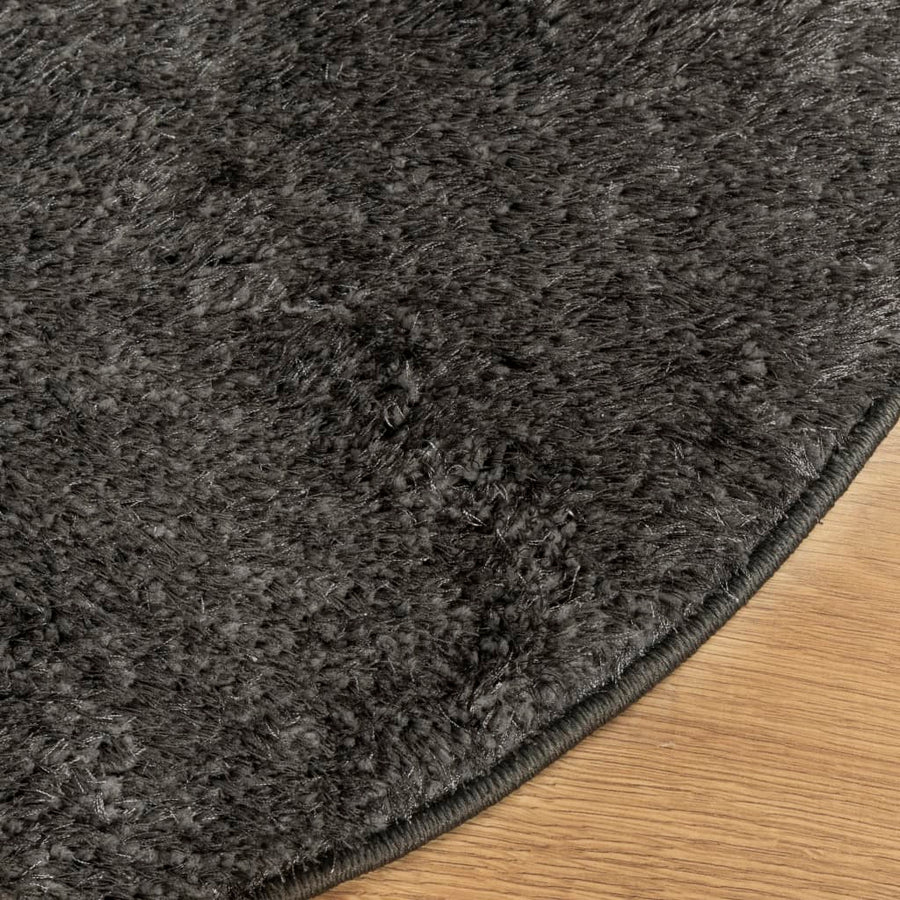 Vloerkleed ISTAN hoogpolig glanzend Ø 160 cm antracietkleurig Ø 160 cm Antraciet