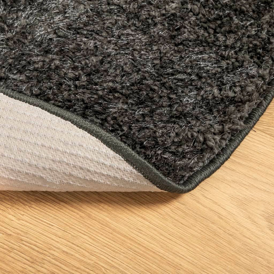 Vloerkleed ISTAN hoogpolig glanzend Ø 160 cm antracietkleurig Ø 160 cm Antraciet