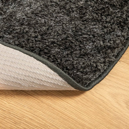 Vloerkleed ISTAN hoogpolig glanzend Ø 200 cm asntracietkleurig Ø 200 cm Antraciet