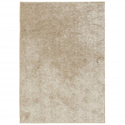 Vloerkleed ISTAN hoogpolig glanzend 160x230 cm beige 160 x 230 cm Beige