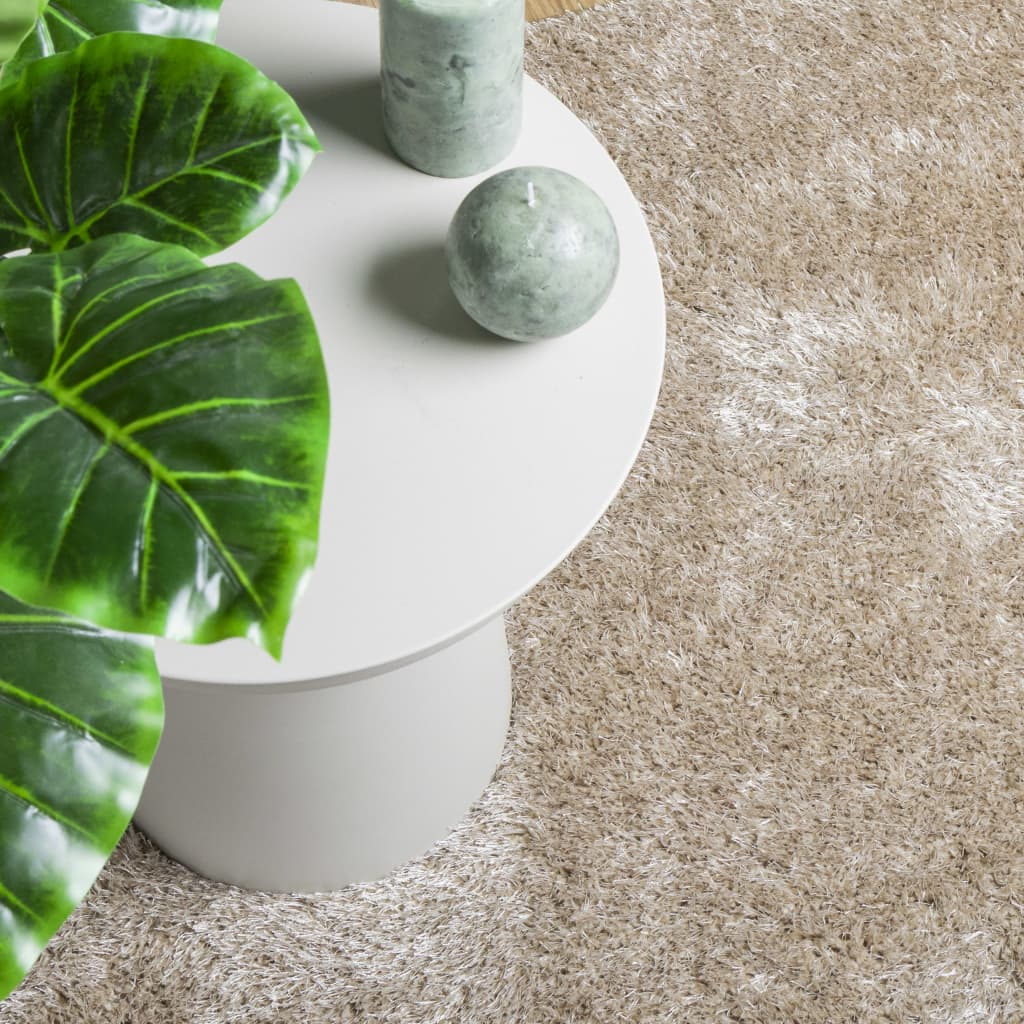 Vloerkleed ISTAN hoogpolig glanzend 160x230 cm beige 160 x 230 cm Beige