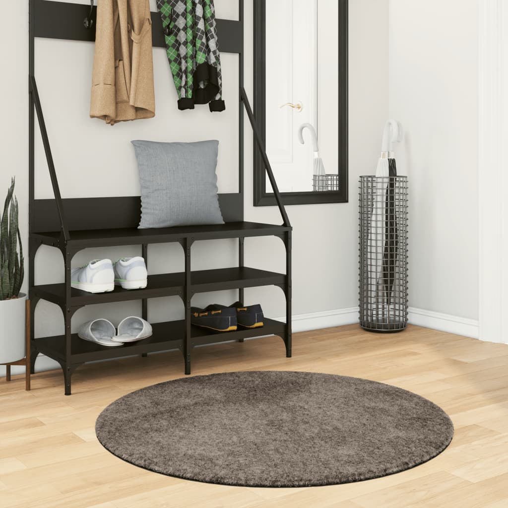 Vloerkleed Istan Hoogpolig Glanzend Grijs Ø 100 cm