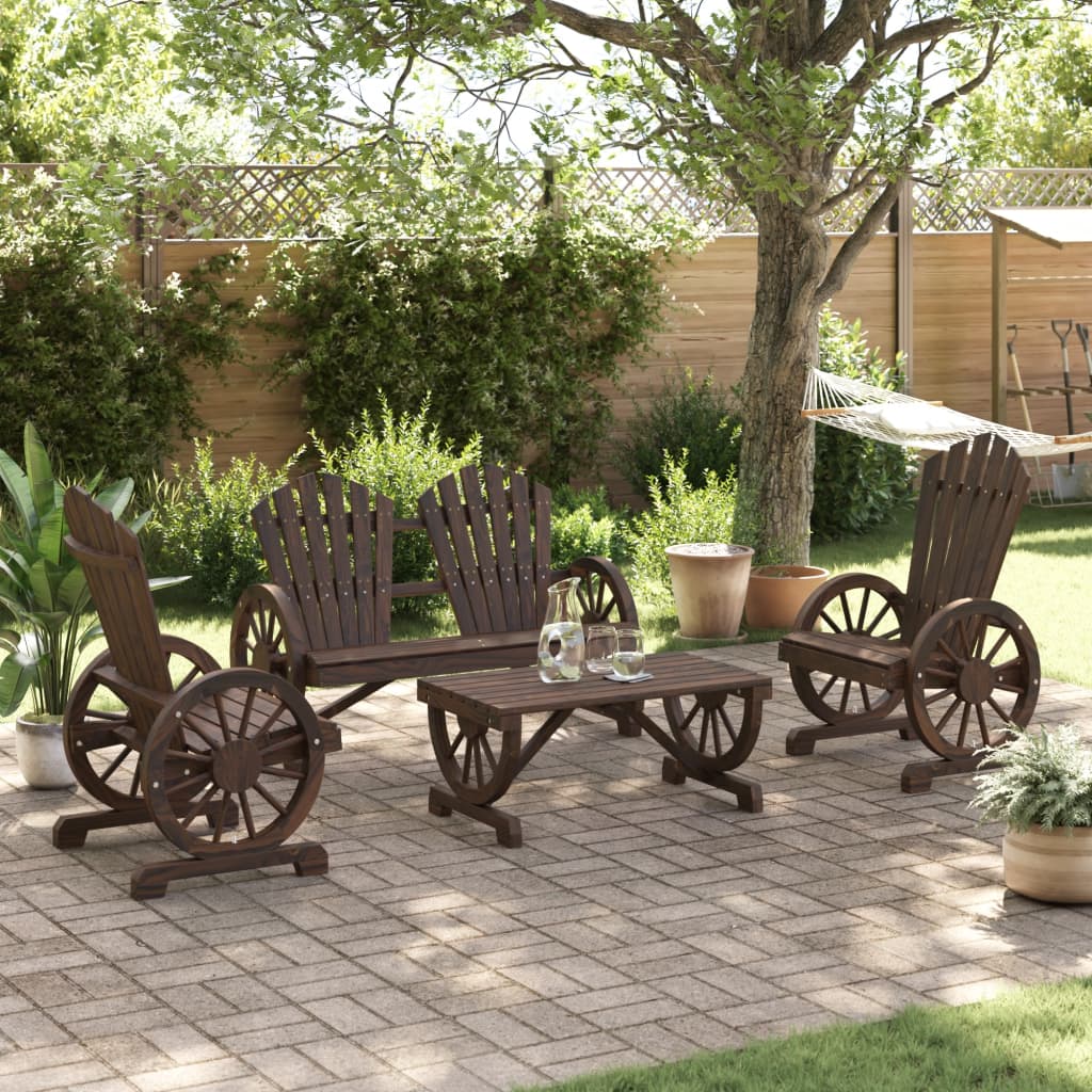 4-Delige Loungeset Massief Vurenhout Beige En Antraciet