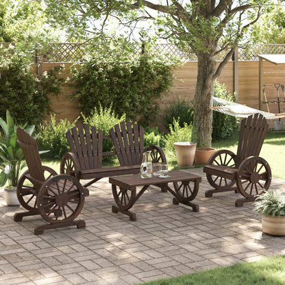 4-Delige Loungeset Massief Vurenhout Beige En Antraciet