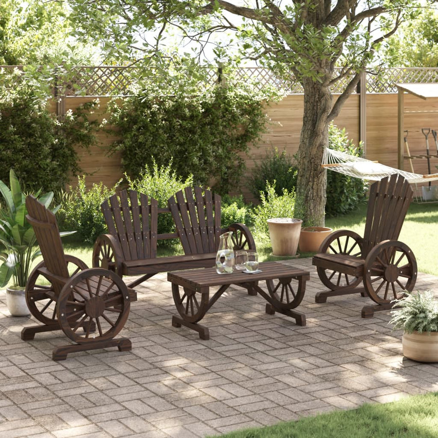 4-Delige Loungeset Massief Vurenhout Beige En Antraciet