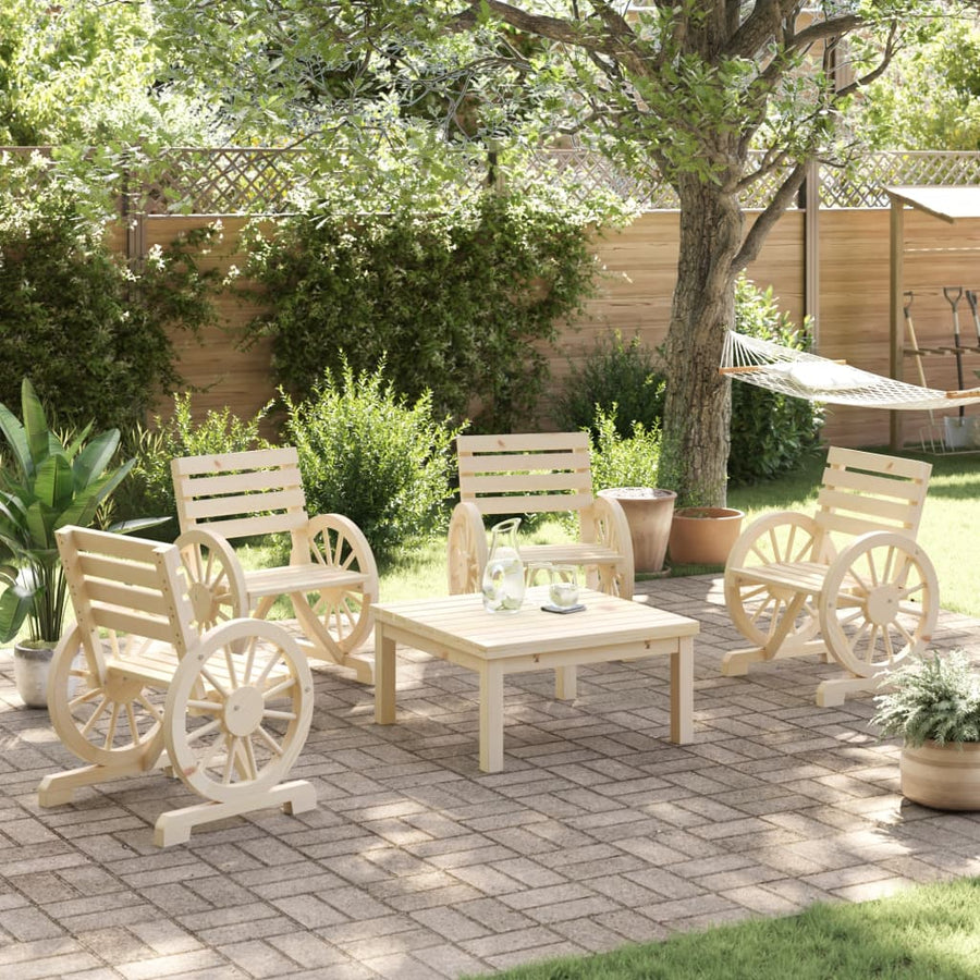 Tuinstoelen 4 St Massief Vurenhout Zwart En Crème