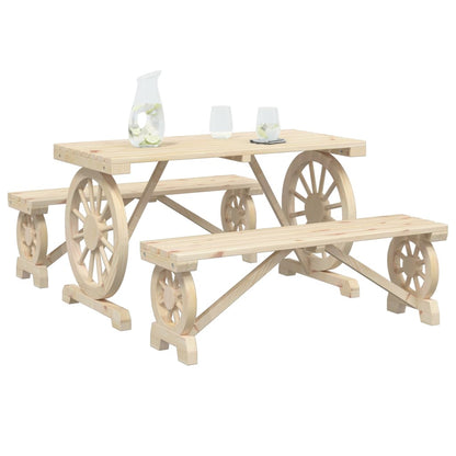 3-Delige Tuinset Massief Vurenhout Zwart En Crème