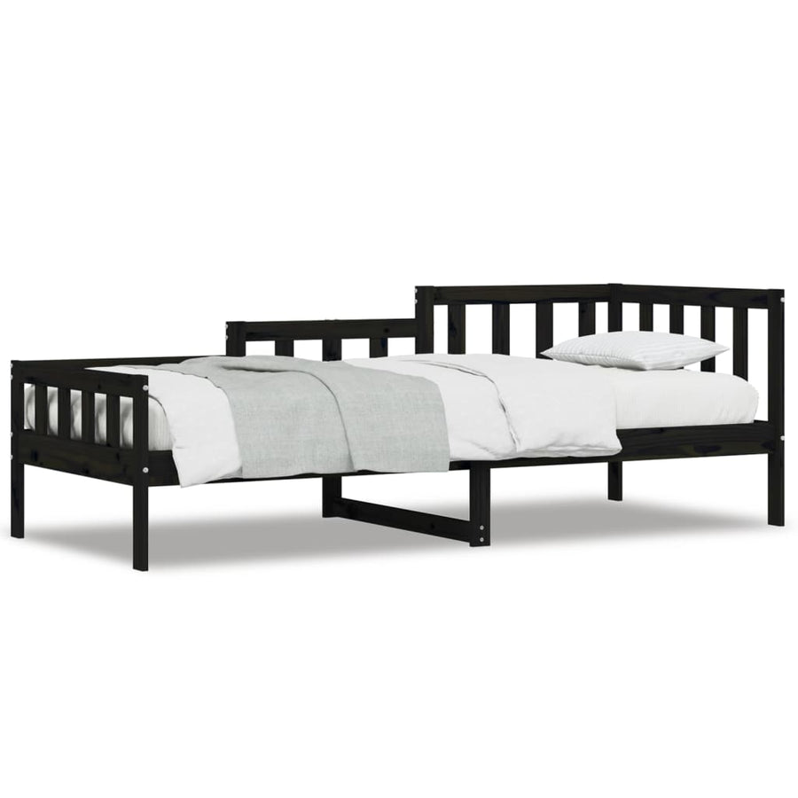 Slaapbank Massief Grenenhout 80 x 200 cm Zwart