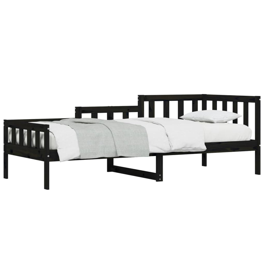 Slaapbank Massief Grenenhout 80 x 200 cm Zwart