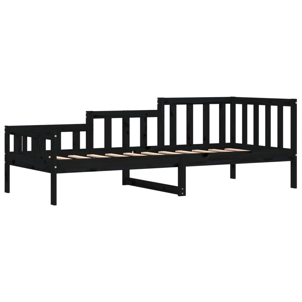 Slaapbank Massief Grenenhout 80 x 200 cm Zwart