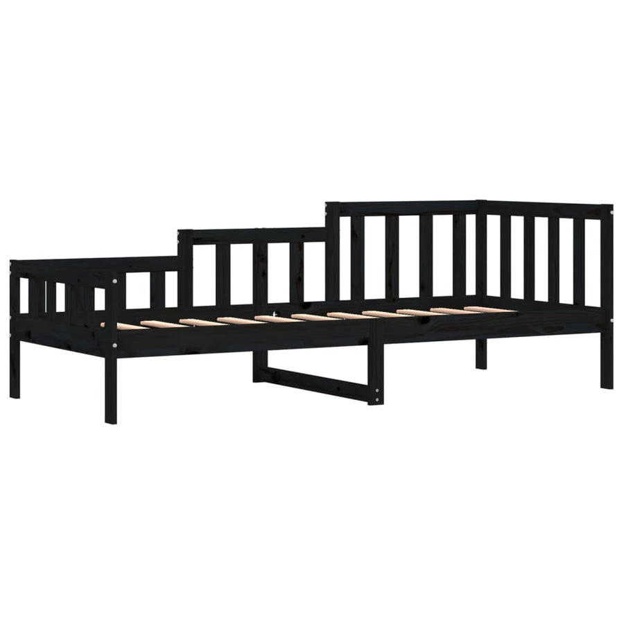 Slaapbank Massief Grenenhout 80 x 200 cm Zwart