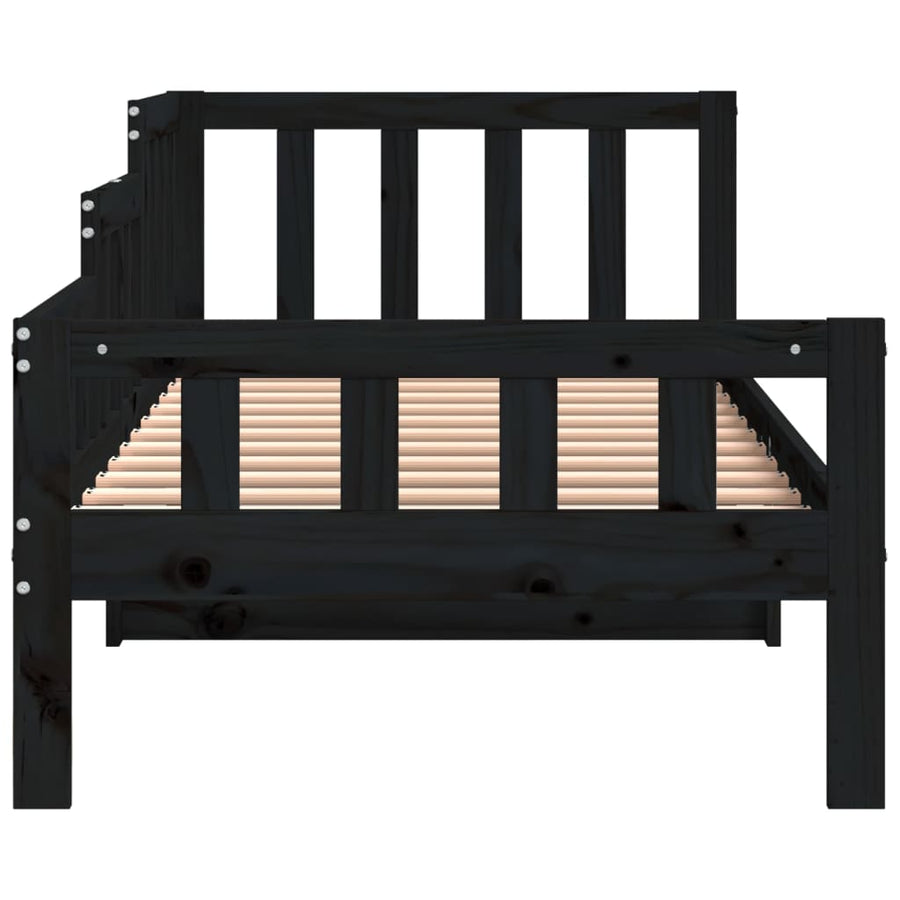 Slaapbank Massief Grenenhout 80 x 200 cm Zwart
