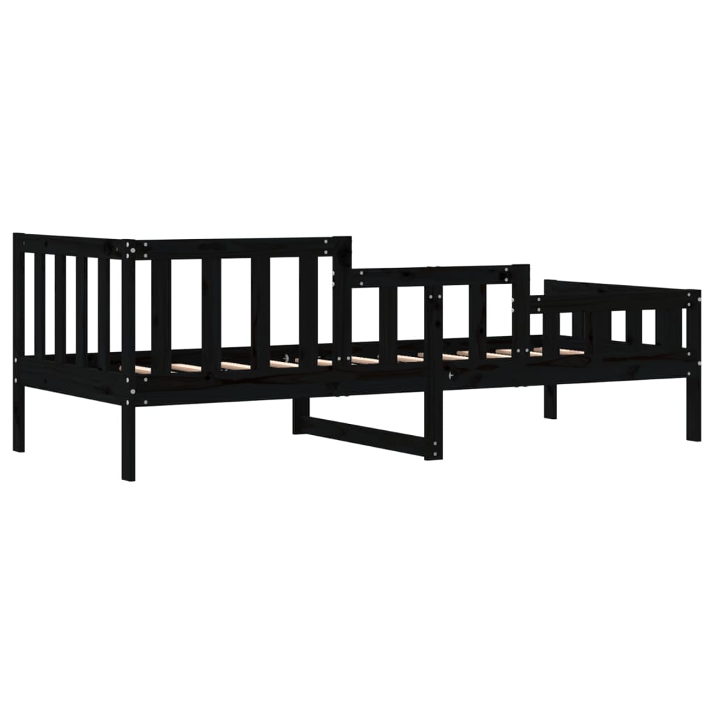 Slaapbank Massief Grenenhout 80 x 200 cm Zwart