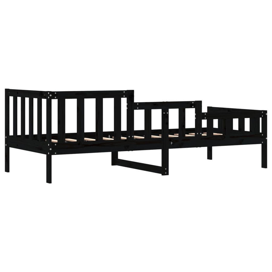 Slaapbank Massief Grenenhout 80 x 200 cm Zwart