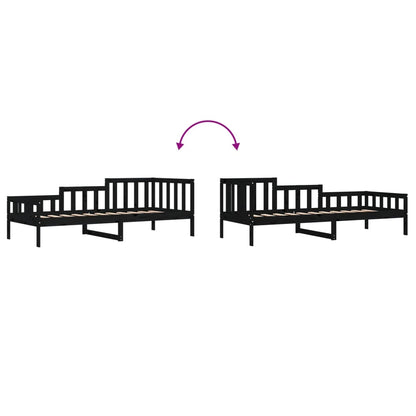 Slaapbank Massief Grenenhout 80 x 200 cm Zwart