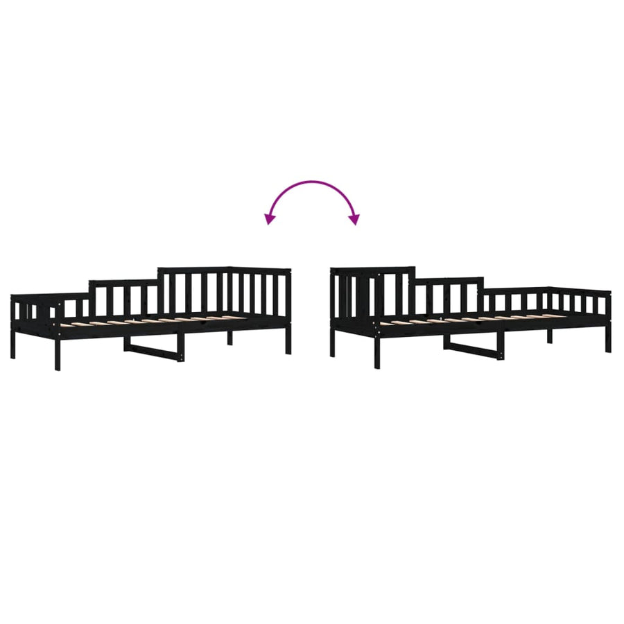 Slaapbank Massief Grenenhout 80 x 200 cm Zwart